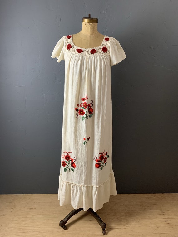 Gauze embroidered mexican dress