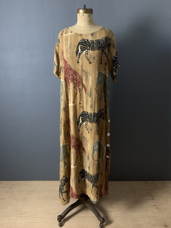 Indian crinkle gauze animal dress