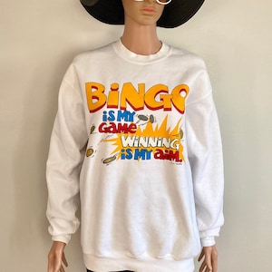 80's/90's Lee Heavyweight BINGO Humor Novelty Sweatshirt Size Heren M/Women's L XL