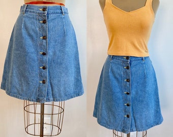 80’s/90’s Highway Original Style Lifestyle Clothing High Waisted Light Wash Denim Mini Jean Skirt Size S Waist 27