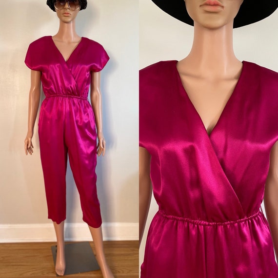 80’s All That Jazz Magenta Hot Pink Satin Sateen J