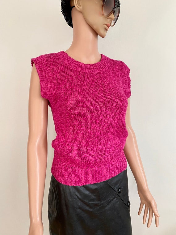 80’s Michelle Stuart Hot Pink Boucle Knit Knobby … - image 6