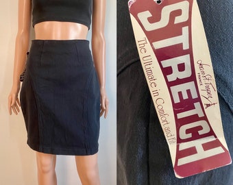 80’s/90’s New Old Stock Deadstock Jean St Tropez High Waisted Stretch Black Denim Mini Skirt Size M