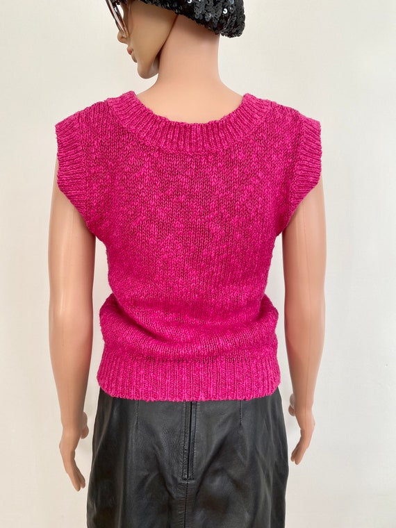 80’s Michelle Stuart Hot Pink Boucle Knit Knobby … - image 8