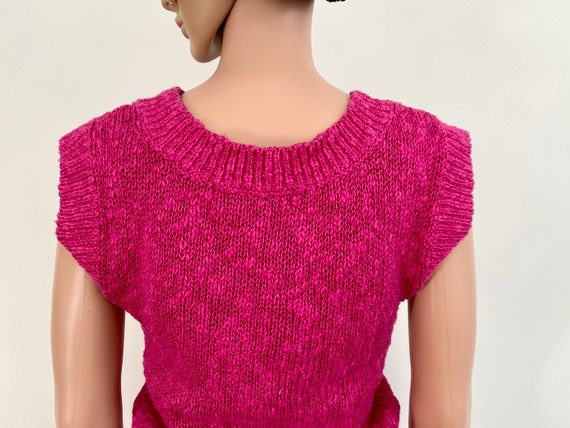 80’s Michelle Stuart Hot Pink Boucle Knit Knobby … - image 9