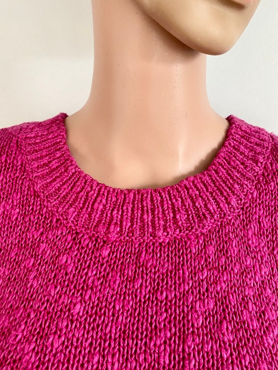 80’s Michelle Stuart Hot Pink Boucle Knit Knobby … - image 3