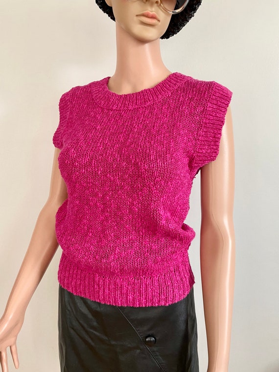 80’s Michelle Stuart Hot Pink Boucle Knit Knobby … - image 7