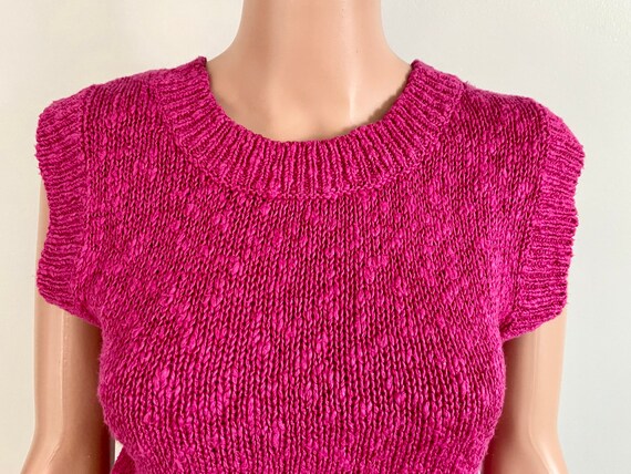 80’s Michelle Stuart Hot Pink Boucle Knit Knobby … - image 2