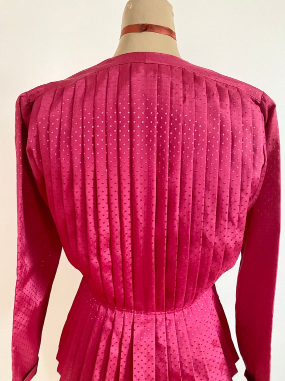 80’s Gil Aimbez Genre Hot Pink Peplum Disco Blouse wi… Gem