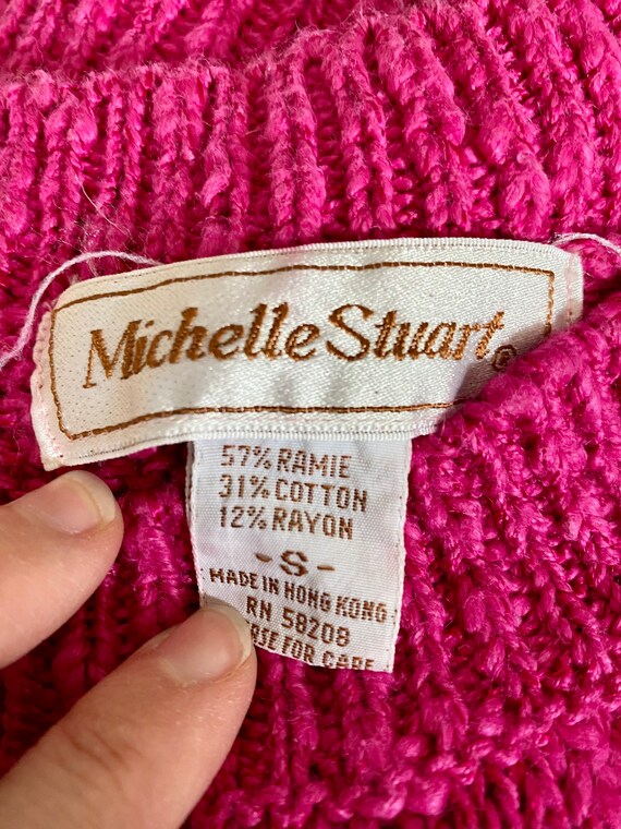 80’s Michelle Stuart Hot Pink Boucle Knit Knobby … - image 10
