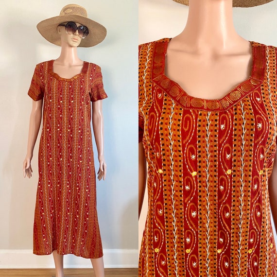 Vintage Women’s Indian Kurta Tunic Mirrored Dress… - image 1