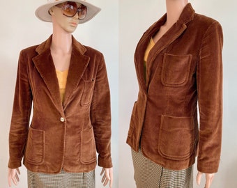 Blazer de pana marrón de Evan Picone de los años 70 y 80, talla S/M