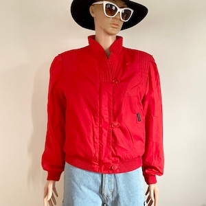 80's Red David Benjamin Bomber Jacket Cafe Racer Moto Jacket Size