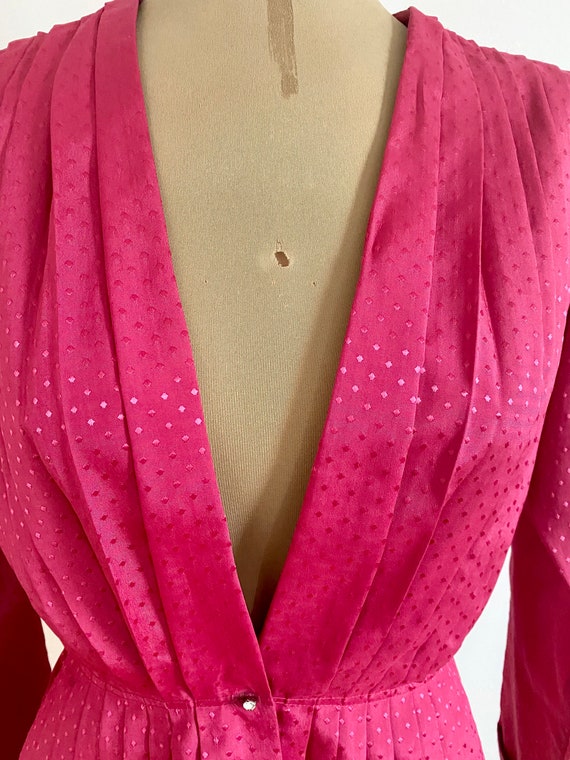 80’s Gil Aimbez Genre Hot Pink Peplum Disco Blouse wi… Gem