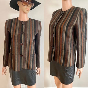 80’s Sasson Striped Tweed Earth-Toned Blazer Size S