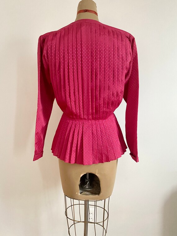 80’s Gil Aimbez Genre Hot Pink Peplum Disco Blouse wi… Gem