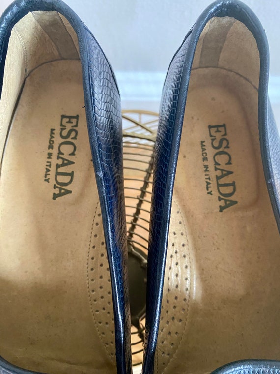 90’s ESCADA Navy Blue Moccasin Loafers Made in It… - image 4