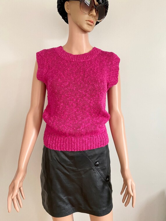 80’s Michelle Stuart Hot Pink Boucle Knit Knobby … - image 5