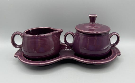 Fiesta Mulberry Purple Creamer Sugar Tray Fiestaware Homer Laughlin Etsy