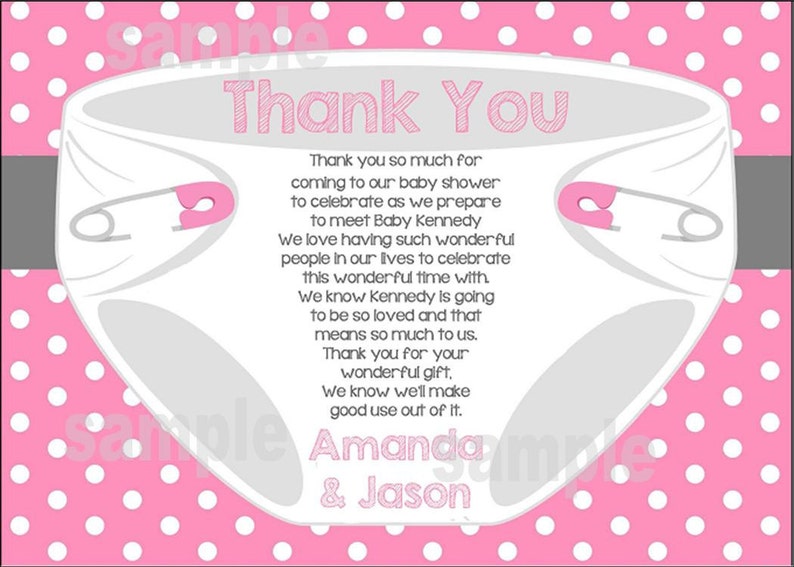 Diaper Thank You Card for Diaper Bash Baby Shower or Baby Etsy