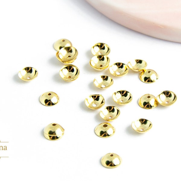 Coupelles pour perles 6mm en acier 304 doré