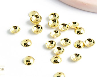 Coupelles pour perles 6mm en acier 304 doré