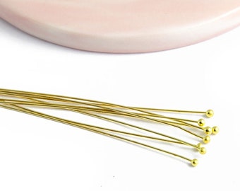 Ball head nails 70mm in gold brass 70mm ball head nails gold