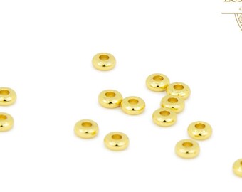 5x2mm round spacer beads in gold-plated brass