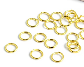 Jump rings 8x1mm in gold-plated brass