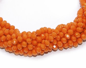 6mm orange beads faceted abacus beads 6x5mm opaque orange x 50