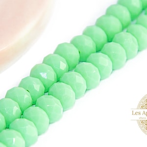 50 faceted abacus beads 6x5mm pacific green