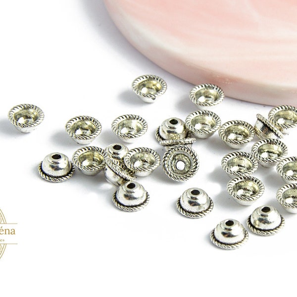 Coupelles pour perles 8mm en zamak argent