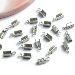 Embouts à pincer acier pour cordon 2mm acier inoxydable embout à sertir couleur acier