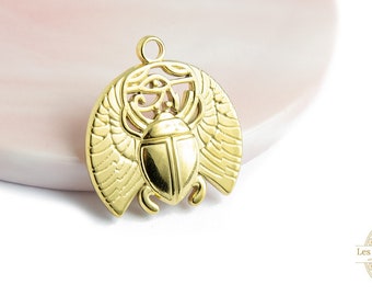 Egyptian scarab pendant in 18K plated steel pendant necklace steel scarab lucky charm