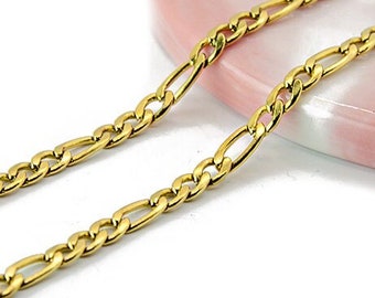18K gold plated stainless steel chain figaro mesh gold plated steel stainless steel chain