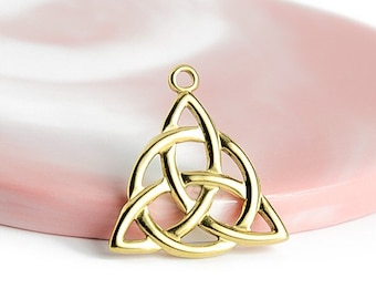 Pendentif Triskel acier inoxydable plaqué or 18K triquetra pendentif triple déesse