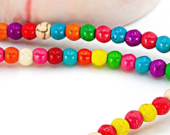 Perles 6mm howlite  multicolore perles rondes 6mm perle multicolore