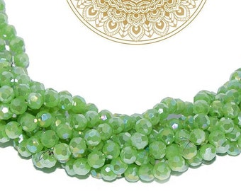 4 mm grüne Perlen, runde Glasperlen, 4 mm facettierte jadegrüne Perlen