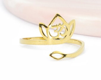 Support bague lotus OM pour pendentifs en acier 304 doré