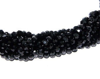 Perles 4mm noires perles verre rondes perles à facettes 4mm noires