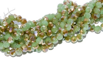 4 mm grüne Perlen, runde Glasperlen, facettierte 4 mm grüne AB-Kupferperlen