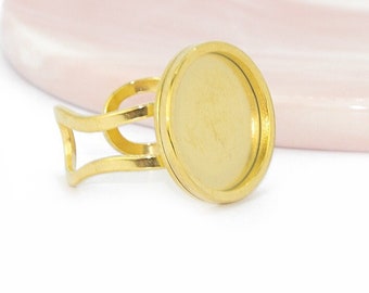 Ringsteun cabochon 16 mm gouden stalen ring ring om ring aan te passen om stalen sieraden primer sieraden ondersteuning ring lade te personaliseren