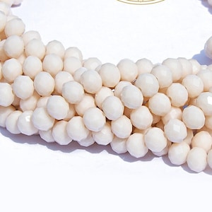 8 mm beige Perlen Abakusperlen 8 x 6 mm facettierte Perlen rosa-beige x 50