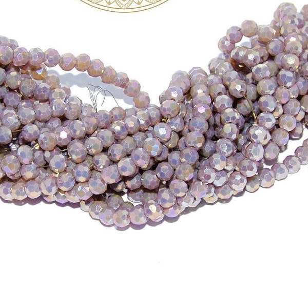 Perles 4mm mauve perles rondes perles à facettes 4mm parme AB