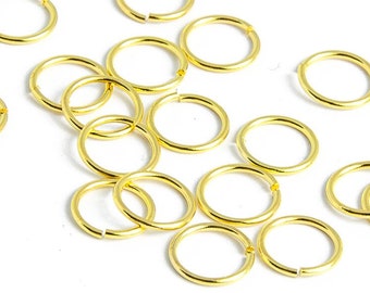 Jump rings 10x1mm in gold-plated brass