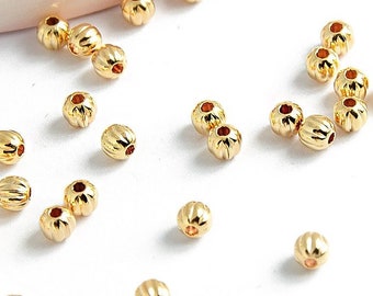 Perles intercalaires 3mm laiton plaqué or 18K perles rondes 3mm entretoise plaqué or 18k