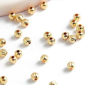Spacer beads 3mm 18K gold plated brass round beads 3mm 18k gold plated spacer image 1