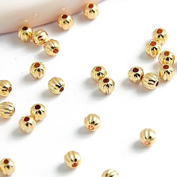 Perles intercalaires 3mm laiton plaqué or 18K perles rondes 3mm entretoise plaqué or 18k