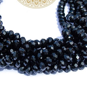 50 faceted abacus beads 8x6mm black