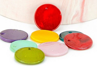 10 Perles Breloques En Nacre Ronds 11mm - Pour Créer Tes Bijoux !